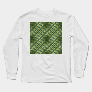 Geometric Flower Petal Pattern (Green Yellow) Long Sleeve T-Shirt